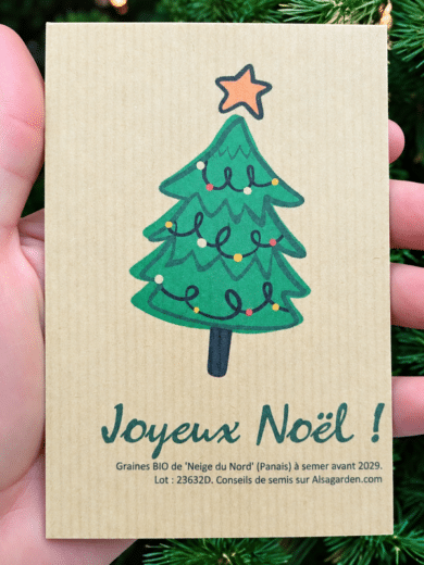 Carte de vœux à semer "Joyeux Noël" (Sapin) - Graines de 'Neige du Nord'